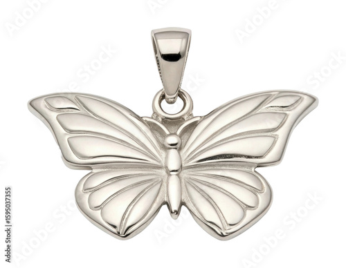 Silver butterfly pendant with intricate detailing and smooth finish
