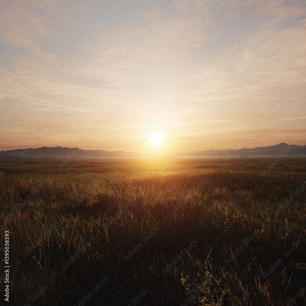 Fototapeta premium Golden sunrise over a field