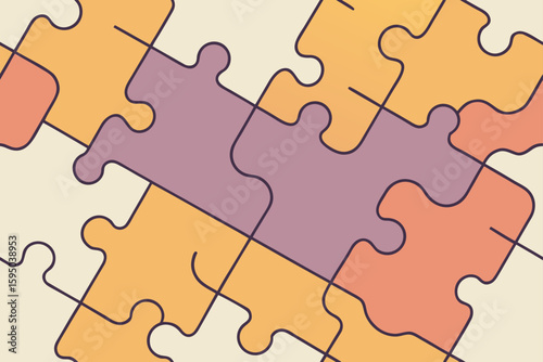 Abstract puzzle pieces in muted colors jigsaw pattern