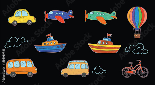vector set of transport icons