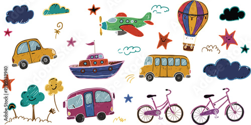 vector set of transport icons