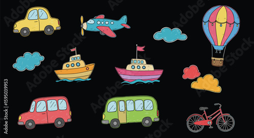 vector set of transport icons