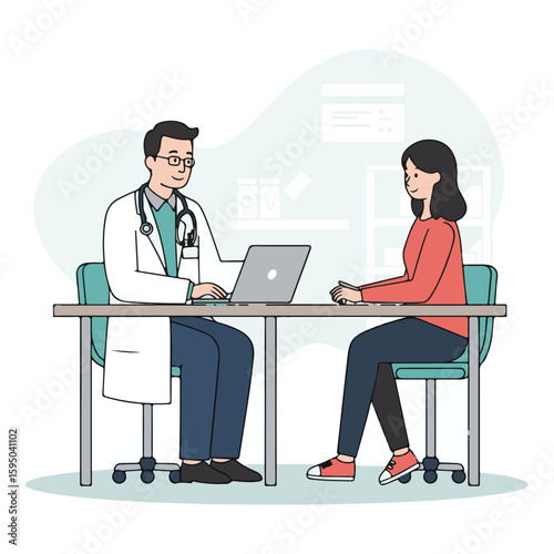 Doctor and patient discussing health results
