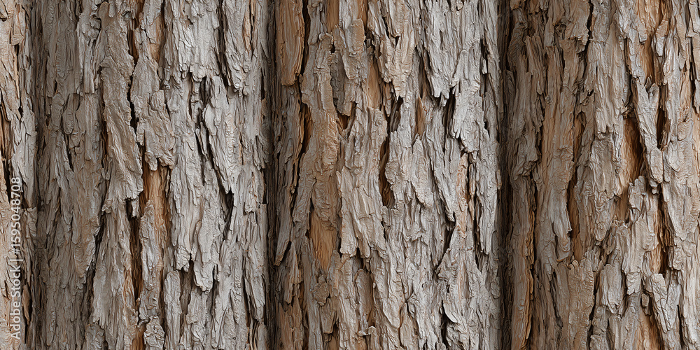 Obraz premium Close-up of detailed tree bark showing intricate texture and patterns. The rough surface and natural colors evoke a sense of age and resilience
