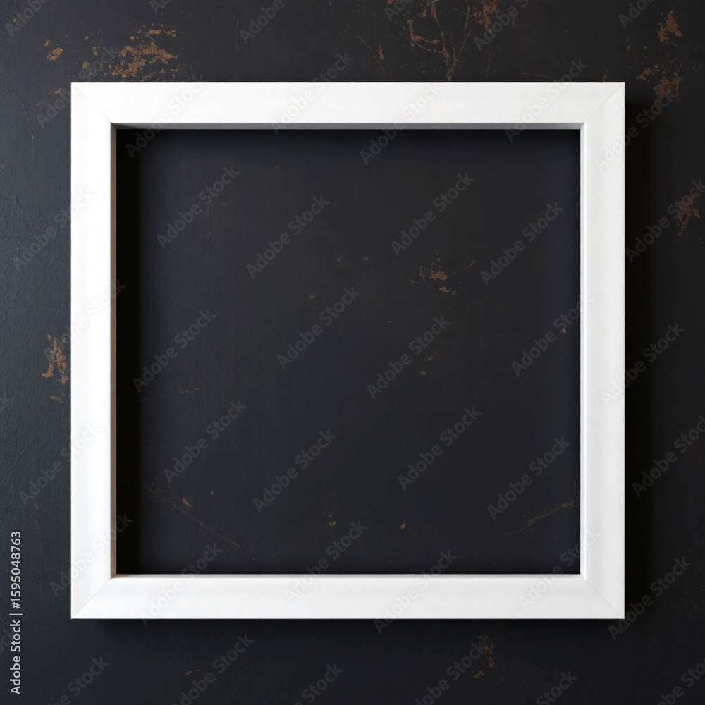 Fototapeta premium Simple white picture frame with narrow edges for clean interior or gallery wall style 