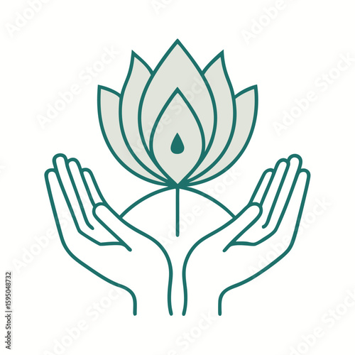 line drawing depicts cupped hand 