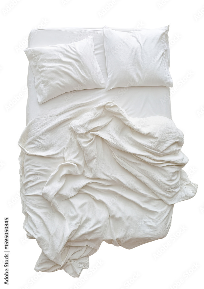 Obraz premium White bed feels messy and unmade