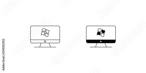 lcd set icon with white background vector stock illustration