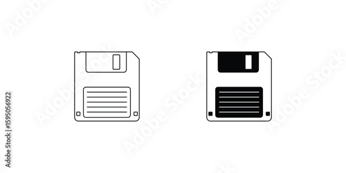 floopy disk set icon with white background vector stock illustration