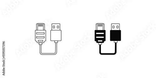ports set icon with white background vector stock illustration