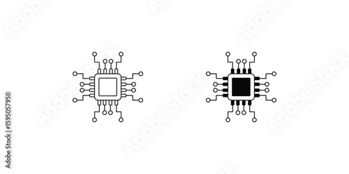semiconductor set icon with white background vector stock illustration