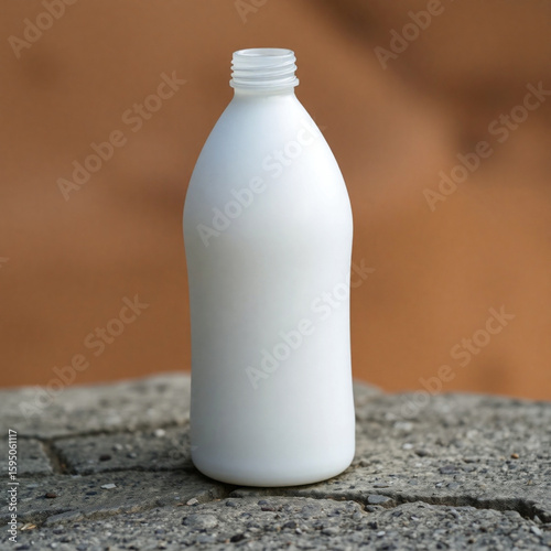 Aged translucent white bottle with distressed appearance  