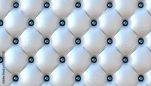 White Tufted Upholstery with Blue Gemstone Accents