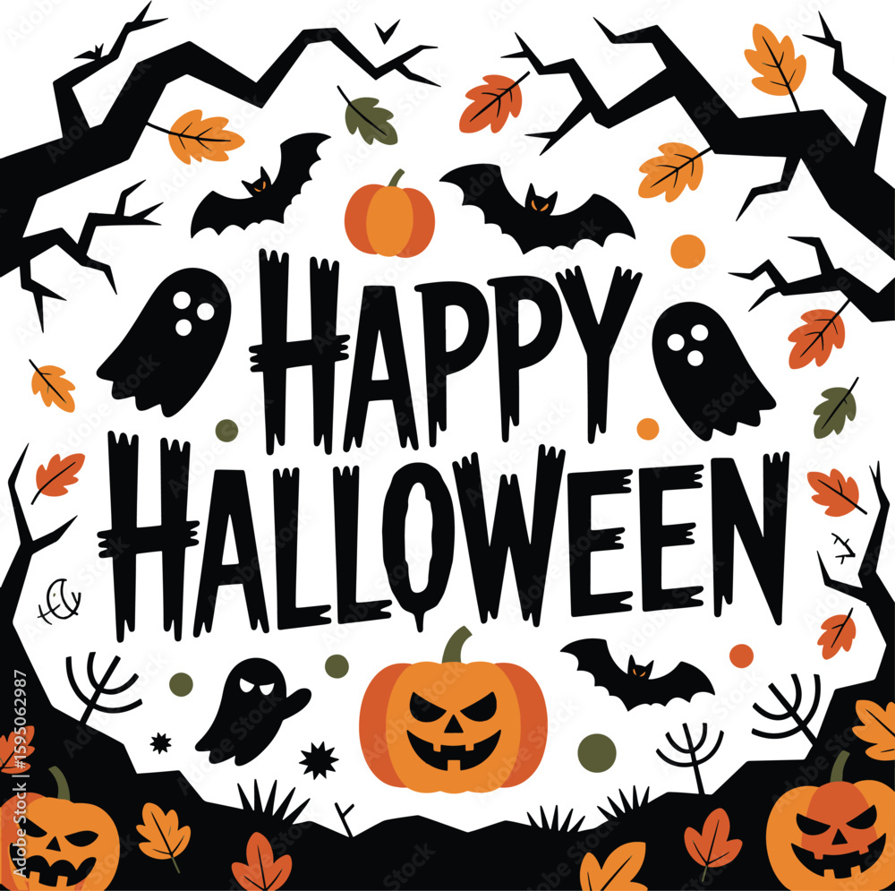 Obraz premium Spooky vibes festive thrills happy halloween typography t shirt design