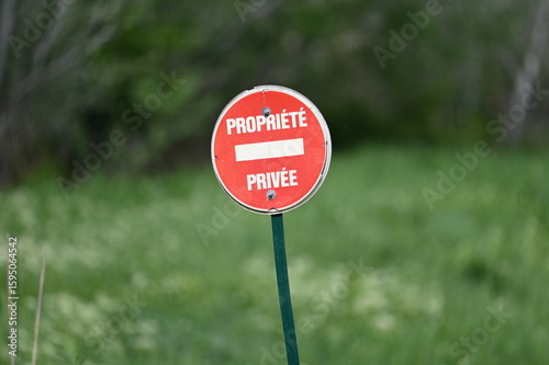 Panneau propriété privée terrain campagne