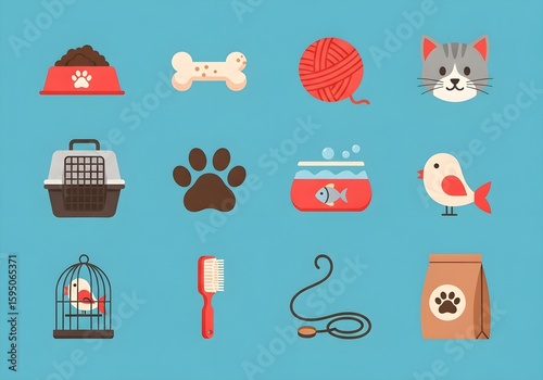 Pet Supplies Icons Set