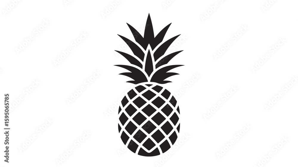 Obraz premium Bold Silhouette of a Tropical Pineapple Fruit on a White Background
