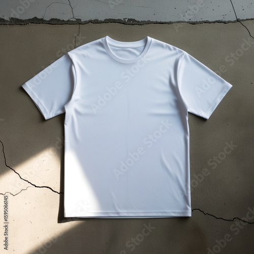 Crisp blank roundneck tshirt displayed flat with soft cotton texture and clean style