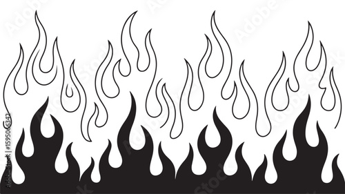 Black and White Flames Illustration a Classic Design Aesthetic