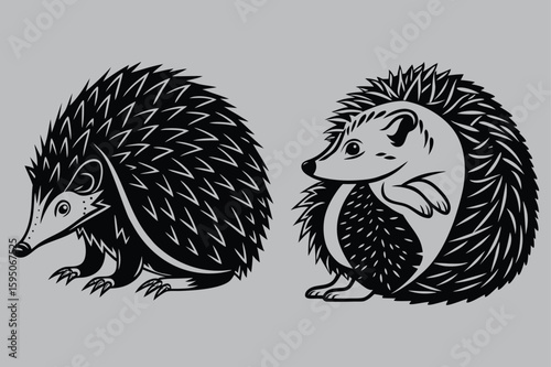 Hedgehog Curled into a Ball silhouette vector design art and illustration