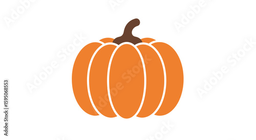 Illustration of a vibrant orange pumpkin with a brown stem on white background