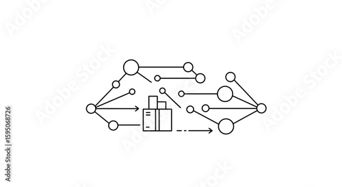 Network diagram showing data flow through a central server system line