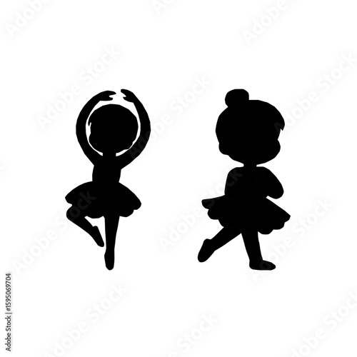 Cute Kids Ballerina Silhouettes.Vector Dance Girls Collection. Ballet Girl Silhouette Set. Little Ballerina Vector Silhouettes. Children Ballet Dance Silhouettes. kids ballerina silhouette.
