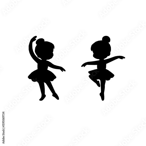 Cute Kids Ballerina Silhouettes.Vector Dance Girls Collection. Ballet Girl Silhouette Set. Little Ballerina Vector Silhouettes. Children Ballet Dance Silhouettes. kids ballerina silhouette.