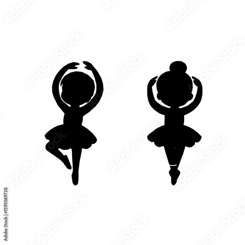 Cute Kids Ballerina Silhouettes.Vector Dance Girls Collection. Ballet Girl Silhouette Set. Little Ballerina Vector Silhouettes. Children Ballet Dance Silhouettes. kids ballerina silhouette.