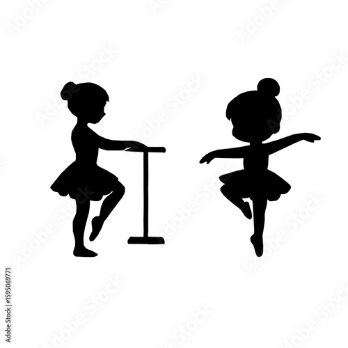 Cute Kids Ballerina Silhouettes.Vector Dance Girls Collection. Ballet Girl Silhouette Set. Little Ballerina Vector Silhouettes. Children Ballet Dance Silhouettes. kids ballerina silhouette.