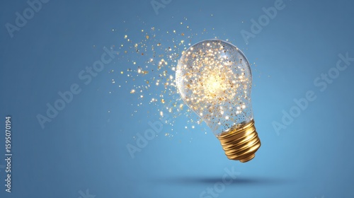 Abstract light bulb shape glowing against a blue backdrop, symbolizing creativity and bright ideas.