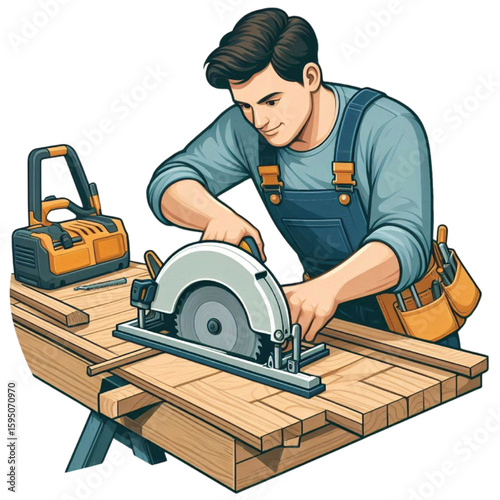 carpenter with saw
