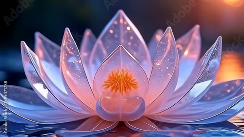 angstrom active ensemble of pellucid particle voluted outwards same cosmic lotus petal unroll framing angstrom gently radiant background, the translucent structure shine cascade light, make