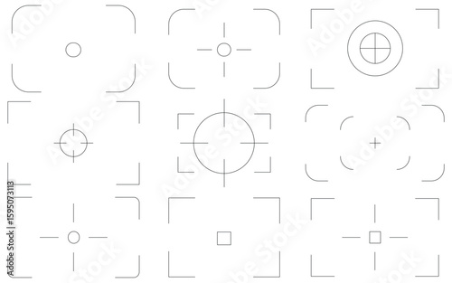 Video Recording Display Elements – 4K Camera HUD, Transparent Viewfinder Frames, and Smart Focus Icons
