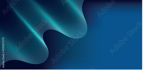 Abstract Blue Wave Vector Illustration – 3D Water-Inspired Light Curve Design with Human Ear Shape, Colorful Pattern, and Modern Decorative Wallpaper Art