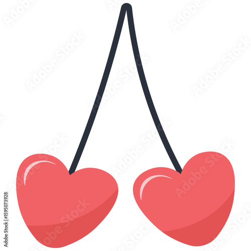 Sweet Heart Shaped Cherries for Valentine's Day and Love Concepts. Red Berries in Heart Form