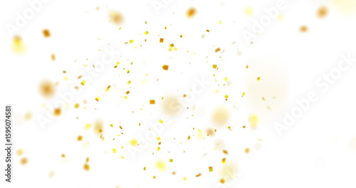Colorful Confetti against a White Background Tranparent BG Confeti. Confetti partical isolated background. 3d Rendering Transparent Confetti. Dust particles Overlay, embers and sparks flying upwards.