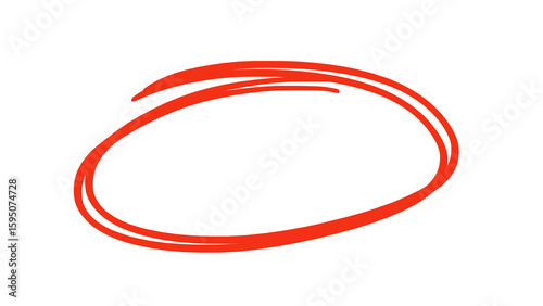 Hand-Drawn Red Circle Highlight – Marker Sketch Element on Transparent Background