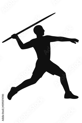 Silhouette of javelin thrower athlete in dynamic track and field action