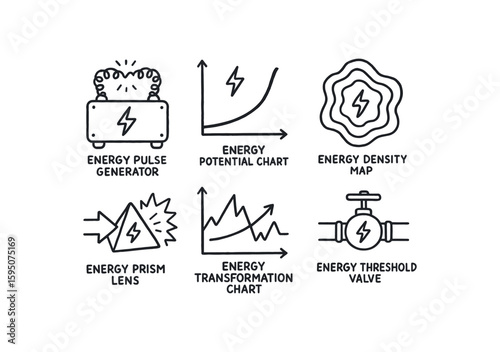 energy pulse generator, energy potential chart, energy density map, energy prism lens, energy transformation chart, energy threshold valve