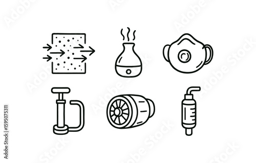 gas exchange membrane, aerosol diffuser, respiratory mask, pump intake valve, turbofan engine, air sampler tube