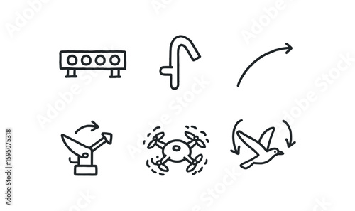 glide slope indicator, airspeed pitot tube, flight path tracer, flapping mechanism model, robotic drone rotor, thermalling bird model