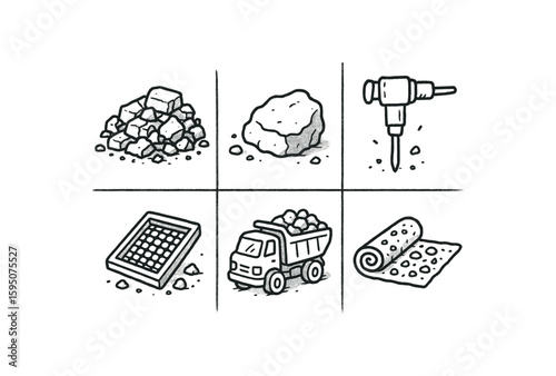 rubble collapsed brick heap, rubble concrete fragment, rubble rock breaker hammer, rubble sifting mesh, rubble removal truck, rubble stabilization mat