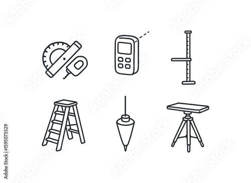 height clinometer protractor, height rangefinder laser, height stadiometer step ladder, height plumb bob, height scaffolding plank, height tripod extension
