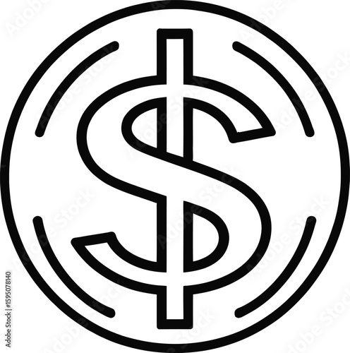 Clean Line Art Illustration Of A Currency Symbol Coin Vector Design For Finance Business And Investment Concepts As Graphic Element Or Icon