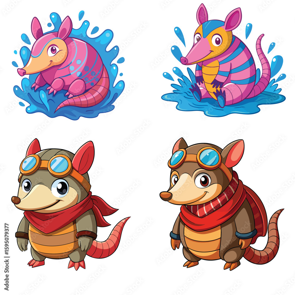 Naklejka premium A drawing of an armadillo vector illustration