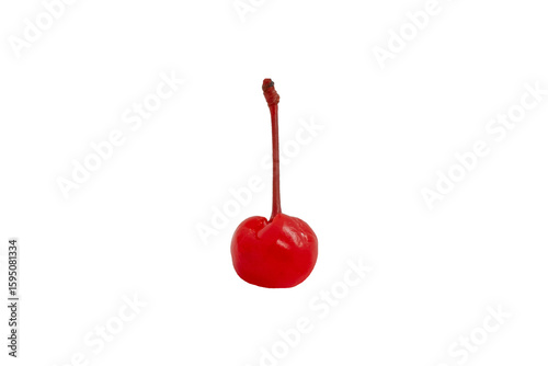 Single Maraschino Cherry on white background, png