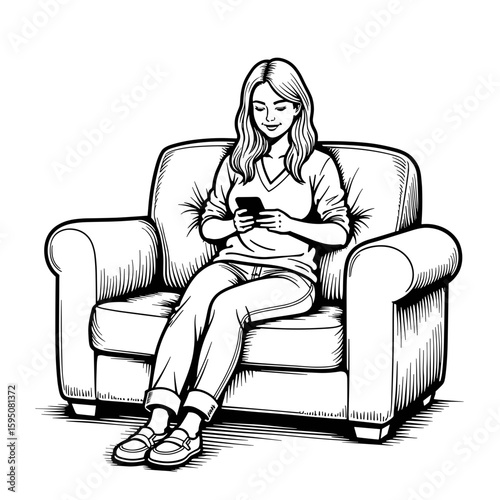 Person using phone on couch – Banking from home, financial ease
