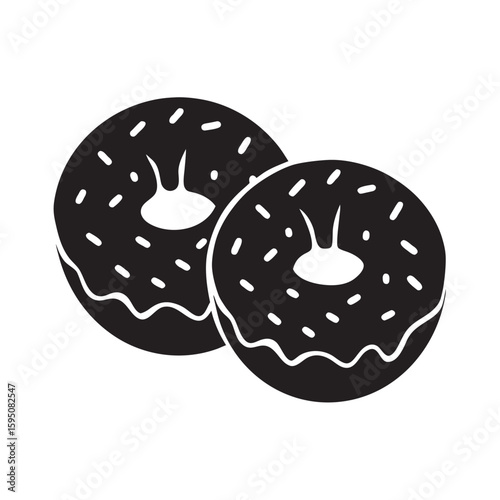 silhouette realistic donuts with icing