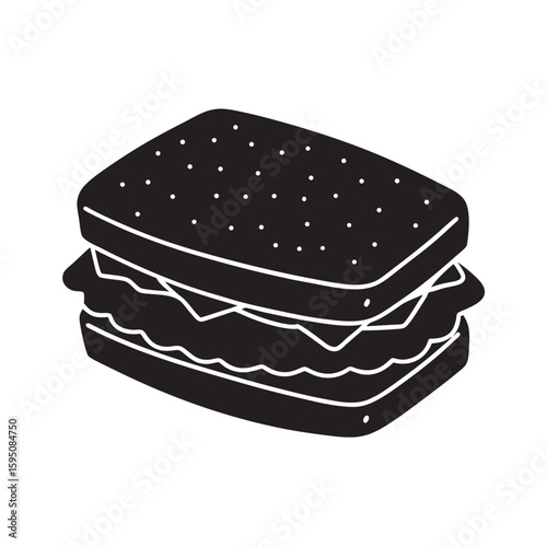 silhouette lunch sandwich on white background
